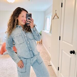 DL1961 Light Denim Button Front Shirt Jacket XS